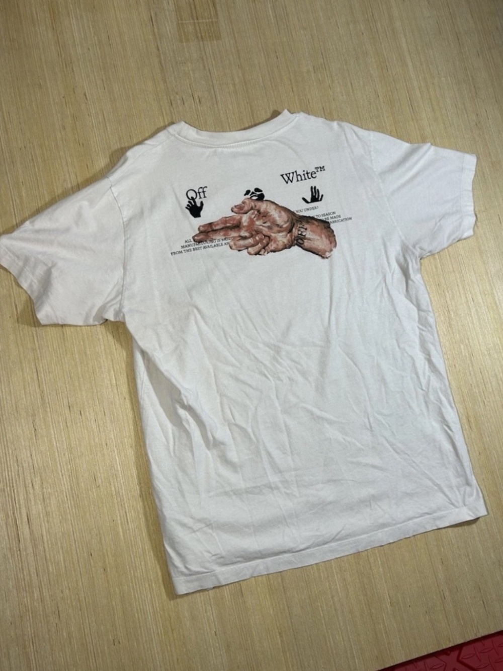 Off-White T-Shirt White Pascal Hand Gun Logo | Size L Regular fit SS21 RRP $330